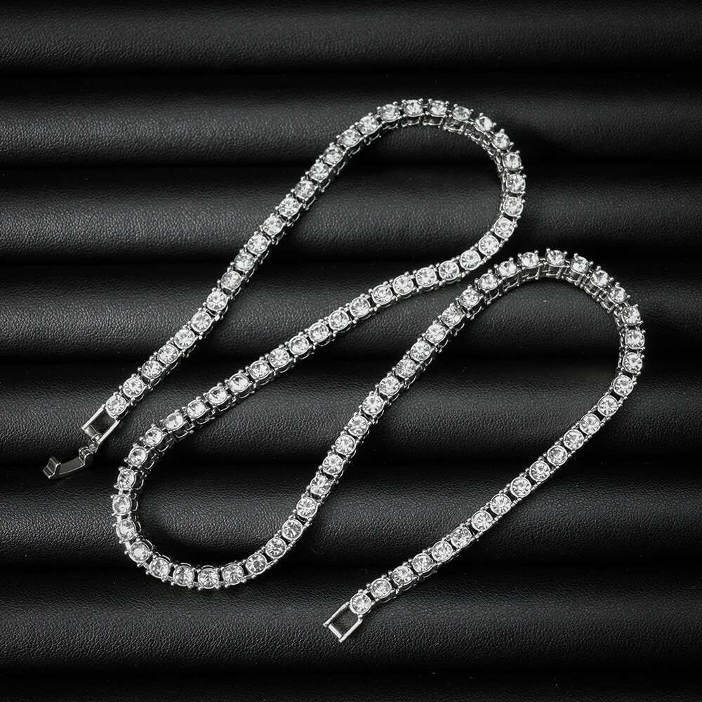 Classical 4MM Tennis Chain Iced Out Bracelet Necklace Men Fashion Hip Hop Jewelry Women 8/16/18/20/24inch Choker Punk Party Gift