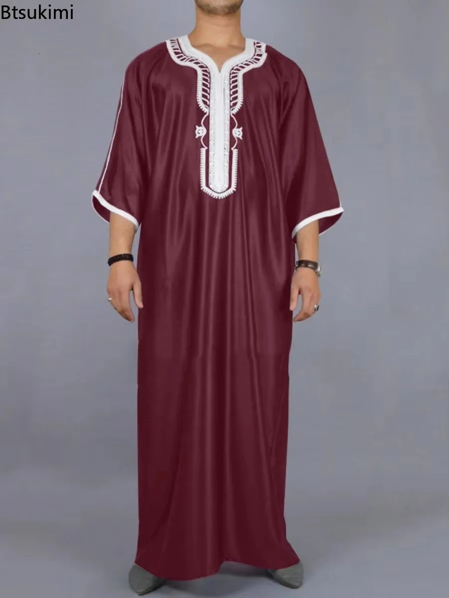 Muslim Fashion Abayas Mens Patchwork ed Long Dress Saudi Arabia Kaftan Male Jubba Thobe Islamic Morocco Abaya 250409