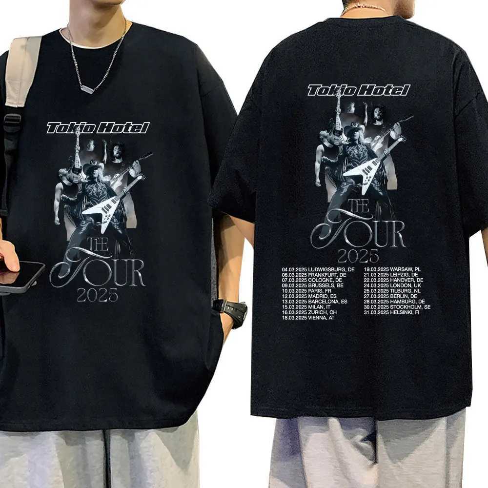 German rock band Tokyo hotel tour 2025 T-shirt mens hip-hop punk gothic T-shirt cotton casual loose short sleeved T-shirtXJ250409