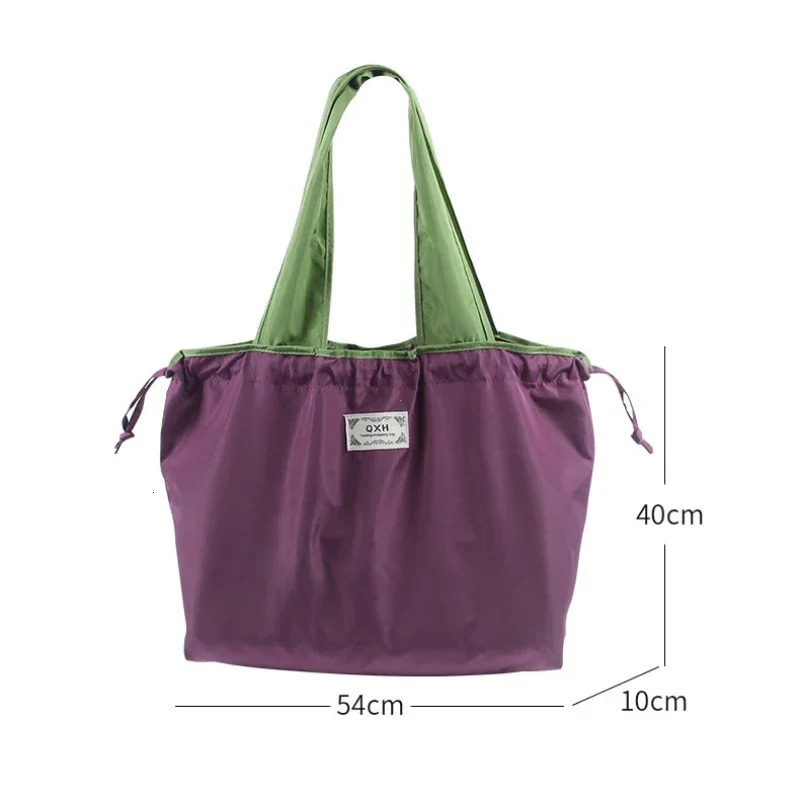Large Capacity Reusable Drawstring Bag Nylon Foldable Grocery Bag Collapsible Shopping Bag Eco Large Polyester Beach Bags 250331 - view 6
