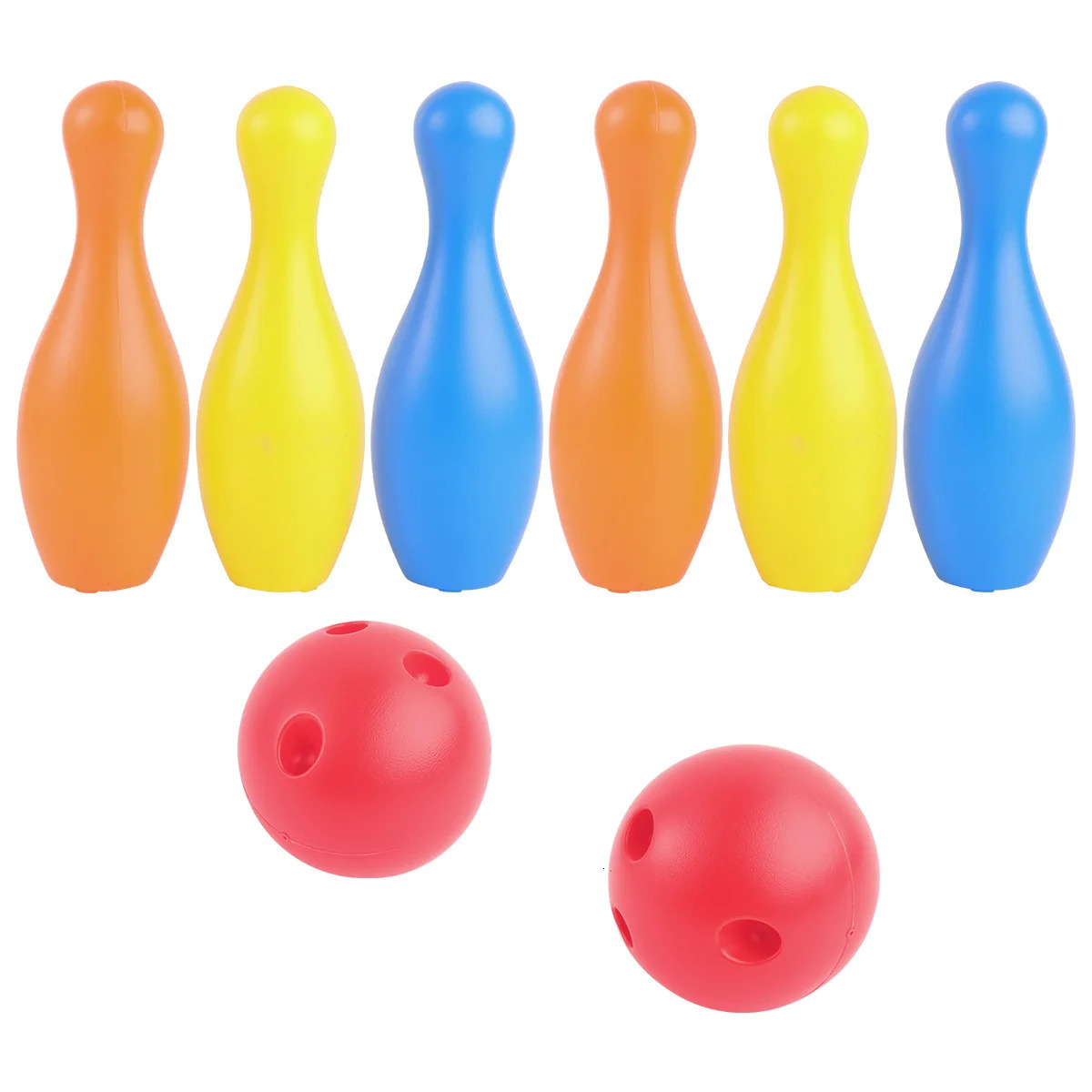 Plastic Bowling Toy Set 6-piece Bottle 2-piece Ball 22cm High Childrens Sports Toy Childrens Entertainment Education Safety 250409