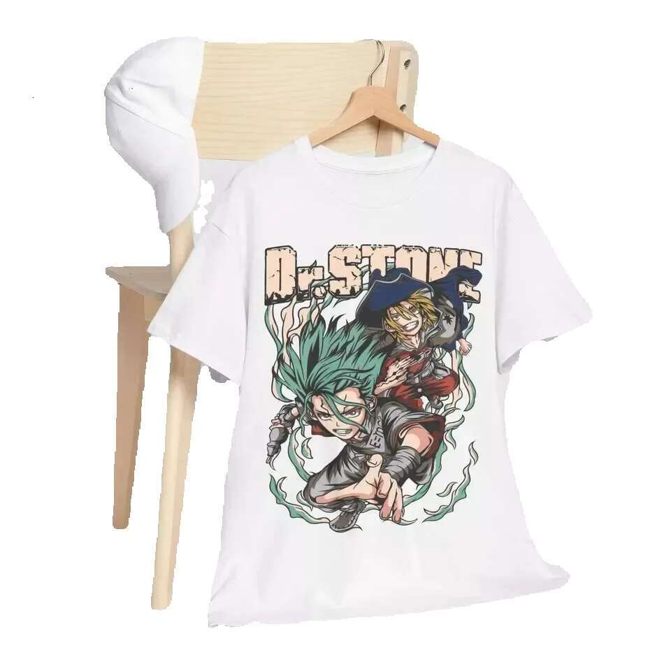 Dr. Stone Suika Senku Ishigami Taiju Oki Ryusui Black Gift Shirt 2025SS Anime Casual Extra Large Cotton T-shirt