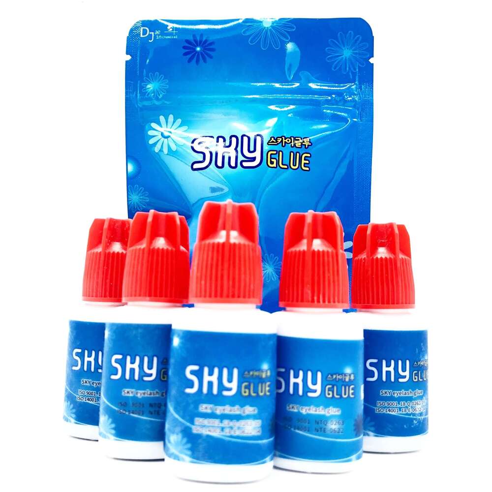 5/10 Bottles Original Korea Sky With Red Cap 1-2 Seconds Dry Time 6-7 Weeks Fastest and Strongest Eyelash Extensions Glue