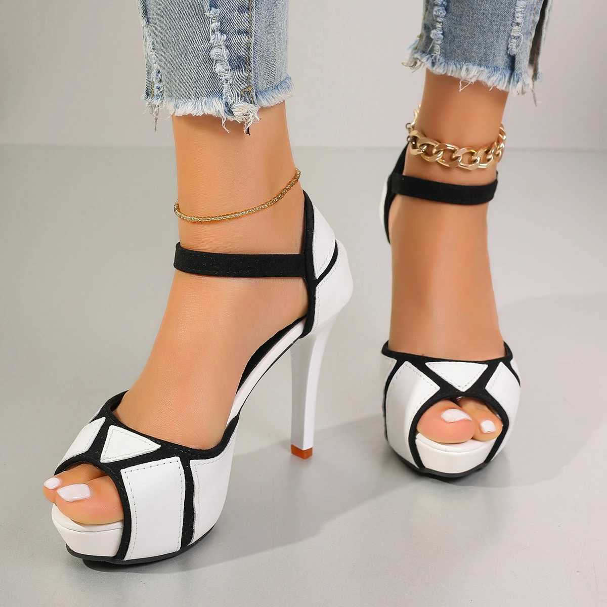 New Arrival Womens Sandals Color Lock Peeping Toe Platform Pump Summer Fighting Color Shoes Fish Mouth High Heels Sexy Thin Boots Dress Shoes T250409