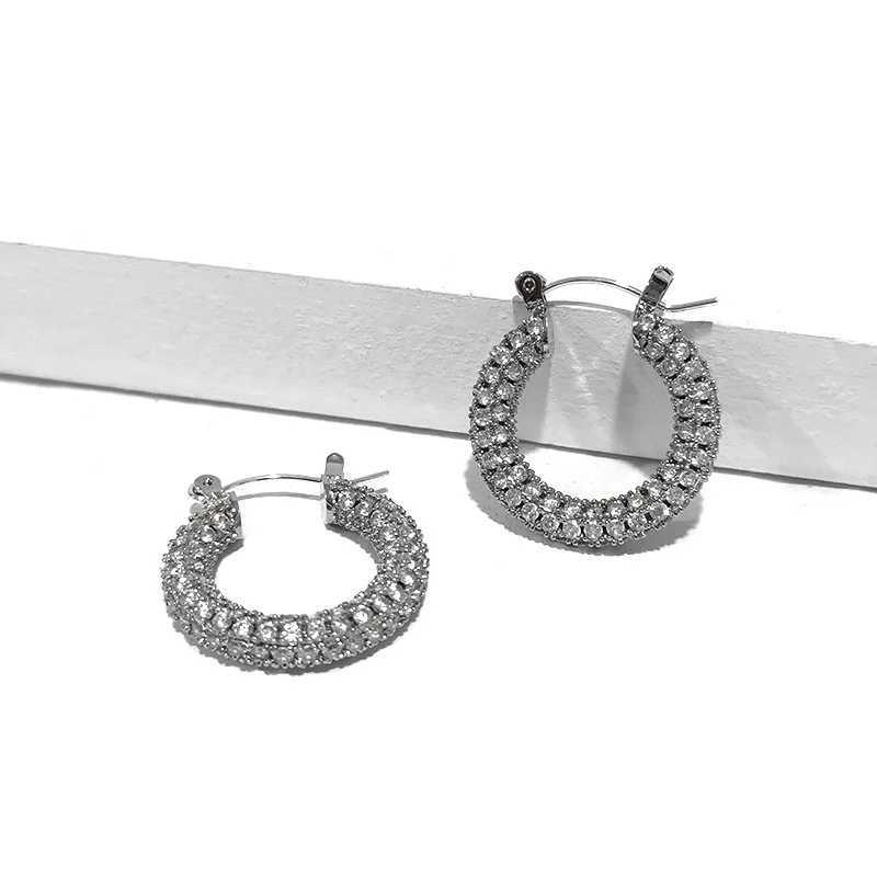 Classic Round Circle Stainless Steel Crystal Zircon Hoop Earrings for Women Luxury CZ Geometric Hoops Fashion Wedding Jewelry Z250408