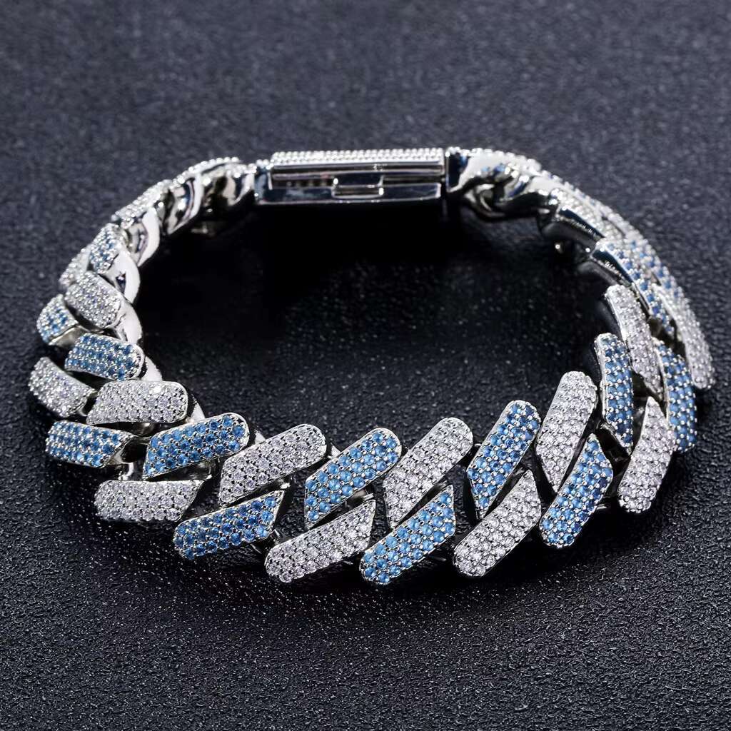 BES Luxury Trend Hip Hop Iced Out Cubic Zircon Solid Bracelet 20mm Cuban Chain Bracelet Fashion Men Women Gold Plated Bracelet