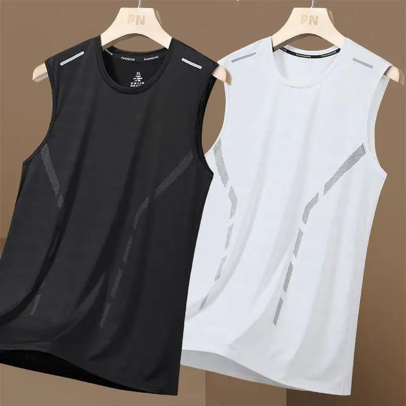 Fitness Tank Top Mens Gym Exercise Sleeves Summer Loose Underwear Basketball Running Ves 5XL 250409