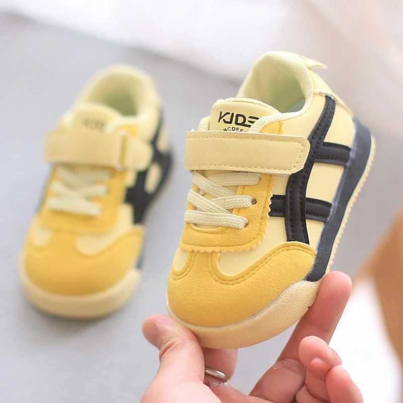 New yellow suede sports shoes for boys and girls fashionable leather casual sports shoes for children comfortable and non slip childrens running shoes