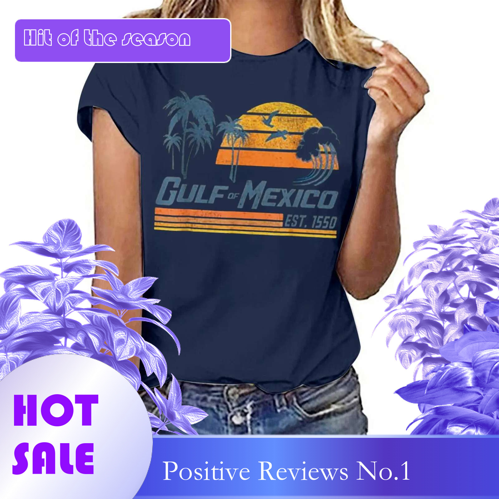 Dongdumaoyi Gulf Of Mexico Est T Shirt For Women Printed Shirts S Letter Print Round Neck Short Sleeve Top Summer Shirt