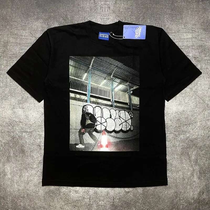 Punk Hip-hop Streetwear Men Fashionable Loose Cotton Round Neck T-shirt Casual Summer American Retro Trendy Brand Short Sleeves