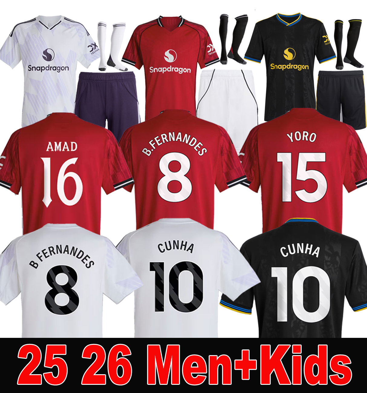 25 26 CUNHA Soccer Jerseys AMAD MAINOO GARNACHO MOUNT HOJLUND B.FERNANDES SESKO 2025 2026 Football shirts Women Men Kids kit CASEMIRO DE LIGT Home Away ZIRKZEE