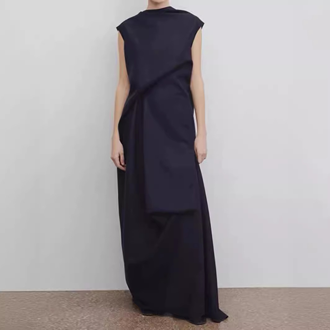 X4140 High Quality Sleeveless Dress Women 2025 Spring and Summer New Minimalist Style Long Dress A-Line Skirt
