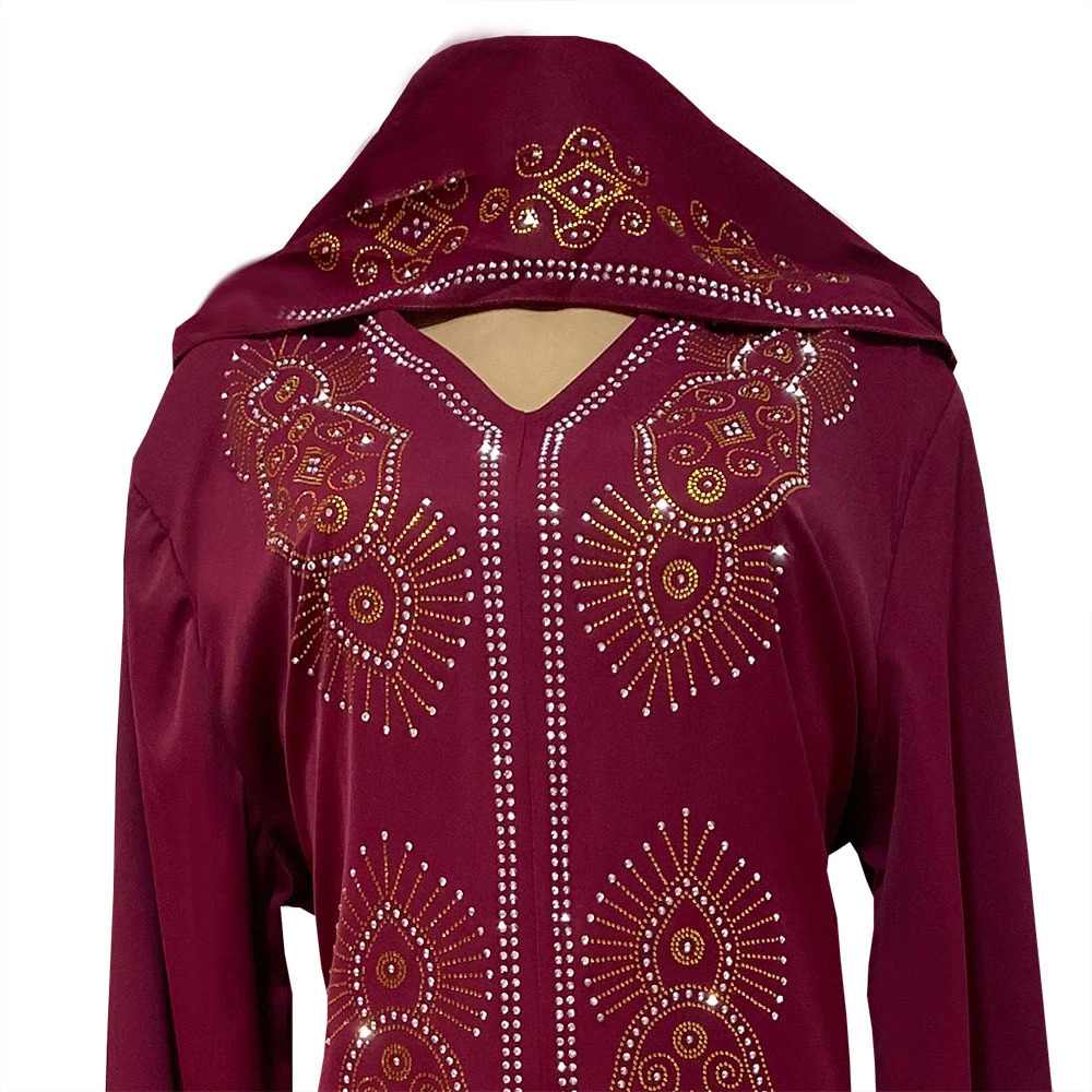 Muslim Abaya Womens Islamic Ramadan Ka Hoodie Long Sleeve Diamond Eid al Fitr Dress Abayas 250409