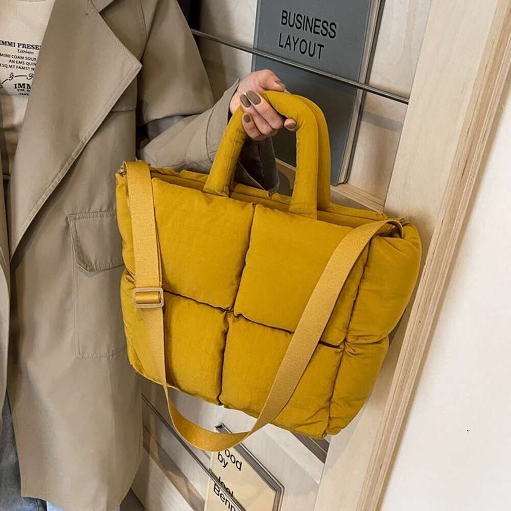 Women Puffer Satchel Large Capacity Simple Shopping Solid Color Fashion Messenger Bags Adjustable Strap Chic Hobo Bag