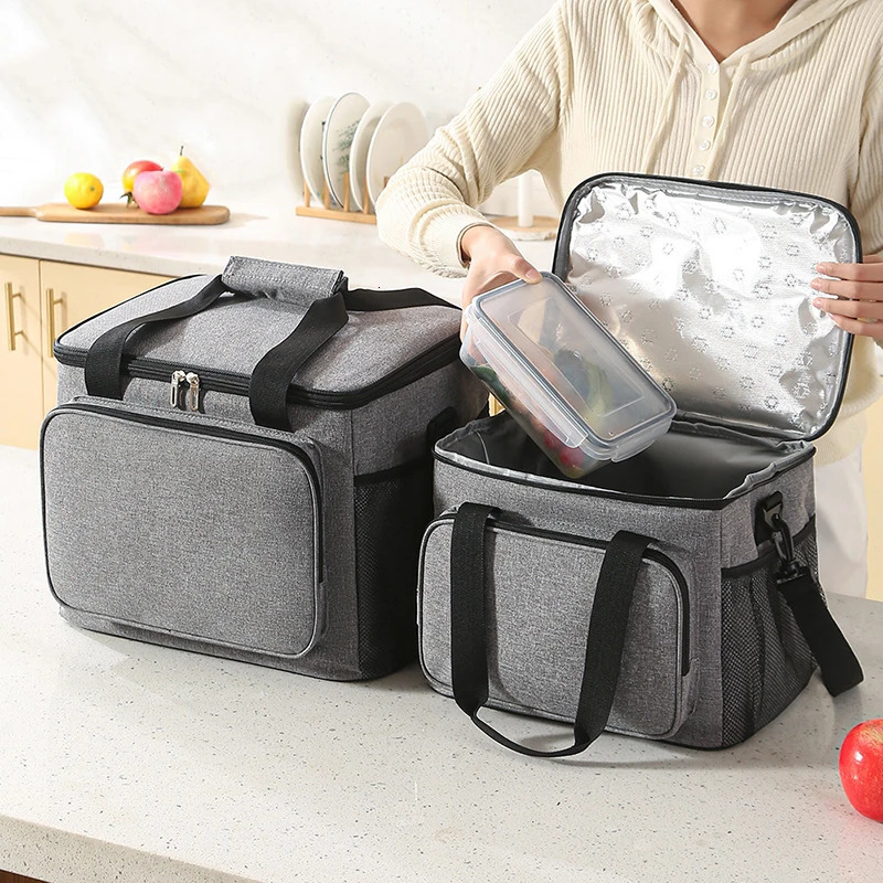 Thickened Oxford Cloth Leakproof Tote Cooler Lunch Bag Box Large Portable Picnic Storage Bags with Shoulder Strap 250407