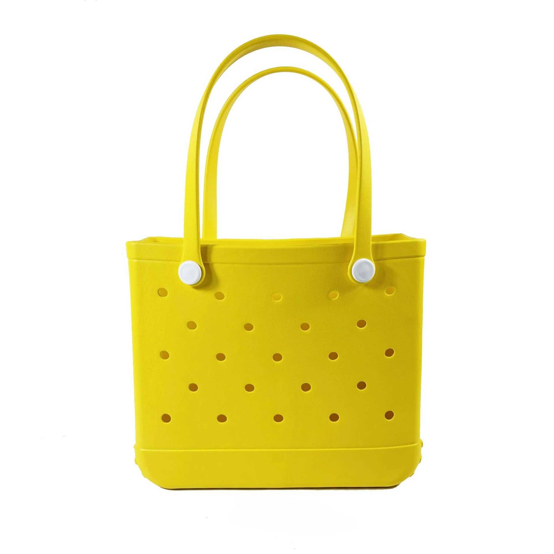 Durable EVA beach handbag large capacity bag Fi rubber waterproof handbag solid color jelly beach bag Sundries organizer Y250409W