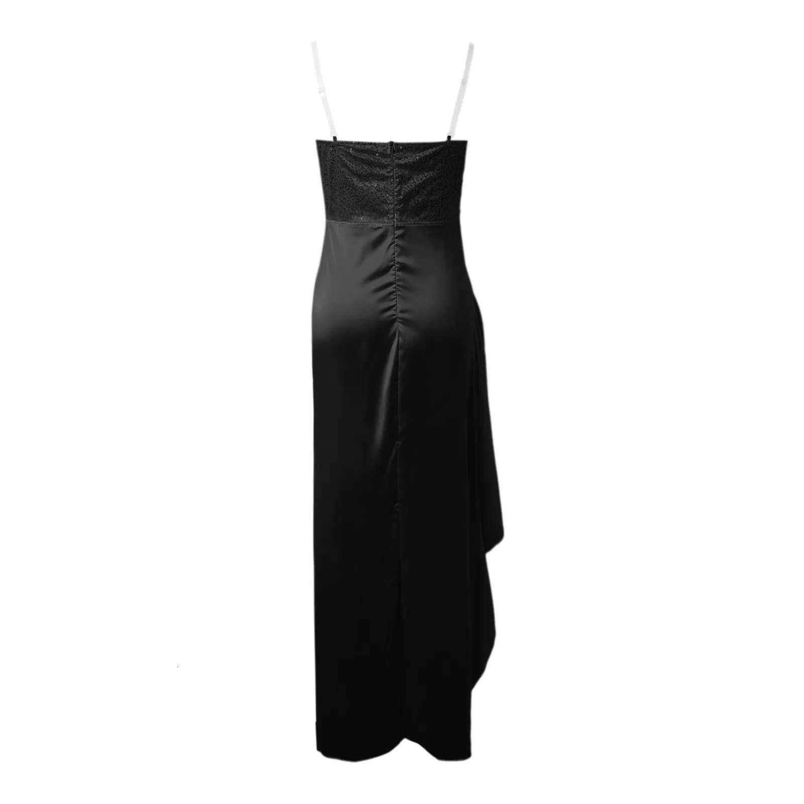 Dongdumaoyi Off Shoulder Dress High Waist Women Banquet Sexy Strapless Sequin Slim Long Elegant Solid Color Split Dresses