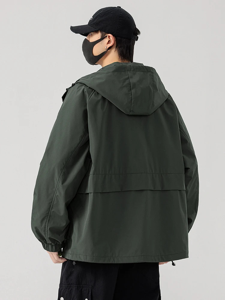 Spring mens hooded windproof jacket 8XL 7XL 6XL Plus size Korean fashion loose casual 250409