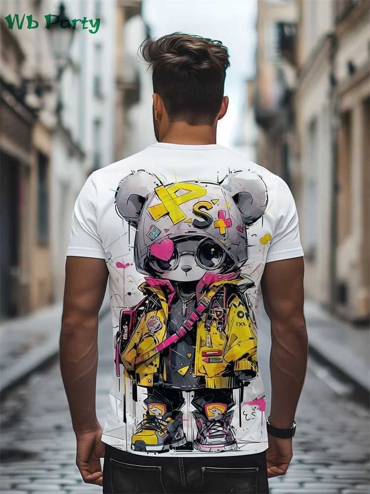 3D printed mens summer mens wear O-neck mens short sleeved T-shirt loose T-shirt top mens fun T-shirtXJ250409