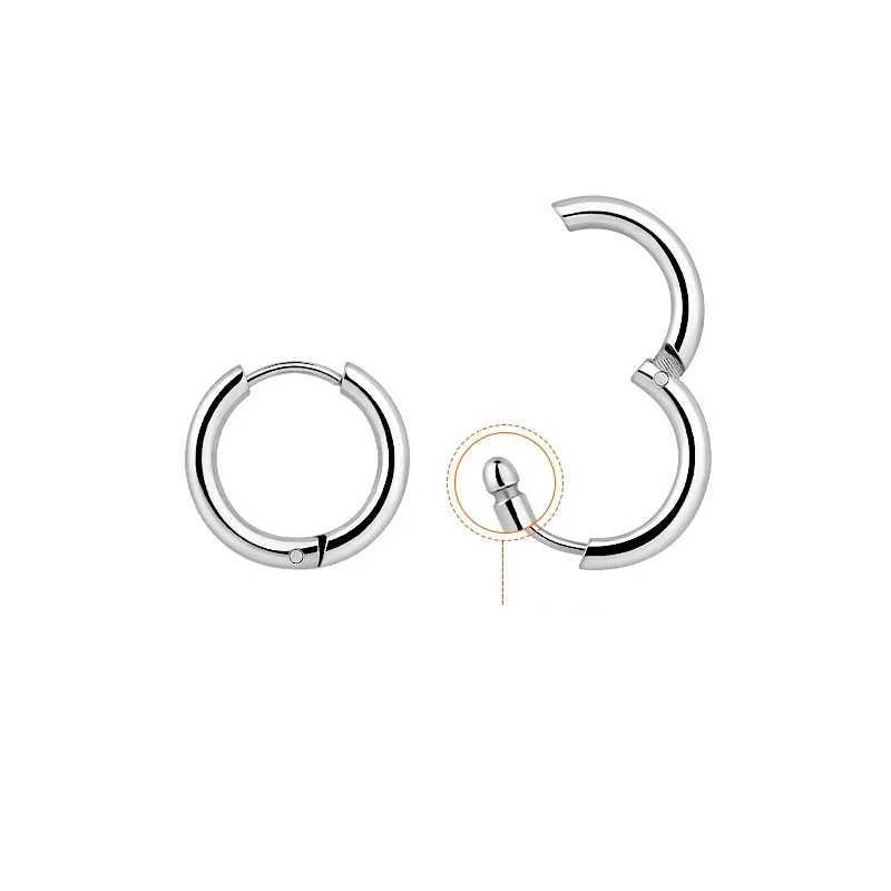 LATS 2024 New Simple Stainless Steel Small Hoop Earrings for Women Men 8mm To 20mm Round Cartilage Ear Piercing Fashion Jewelry Z250408