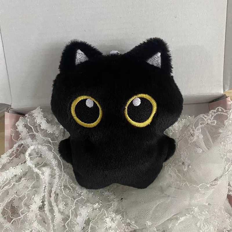 12cm Cute Black Cat Plush Toy Keychain Cartoon Kitten Soft Fill Doll Pendant Car Key Ring Backpack Decoration Childrens GiftXJ250409