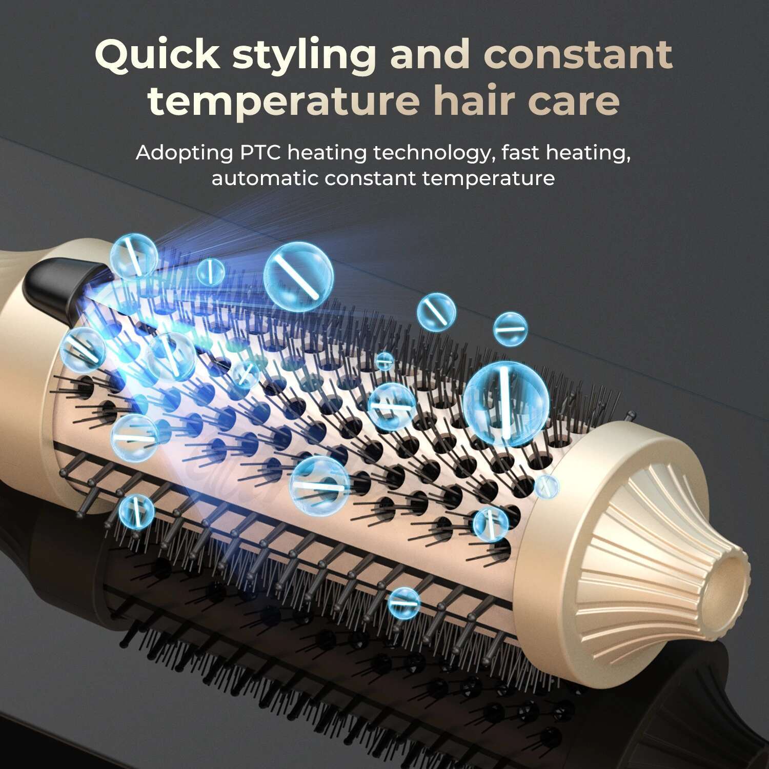 1.5 In Thermal 10 Temps Heated Curg Iron Double PTC Ceramic Hair Curler Volumizing Brush Comb