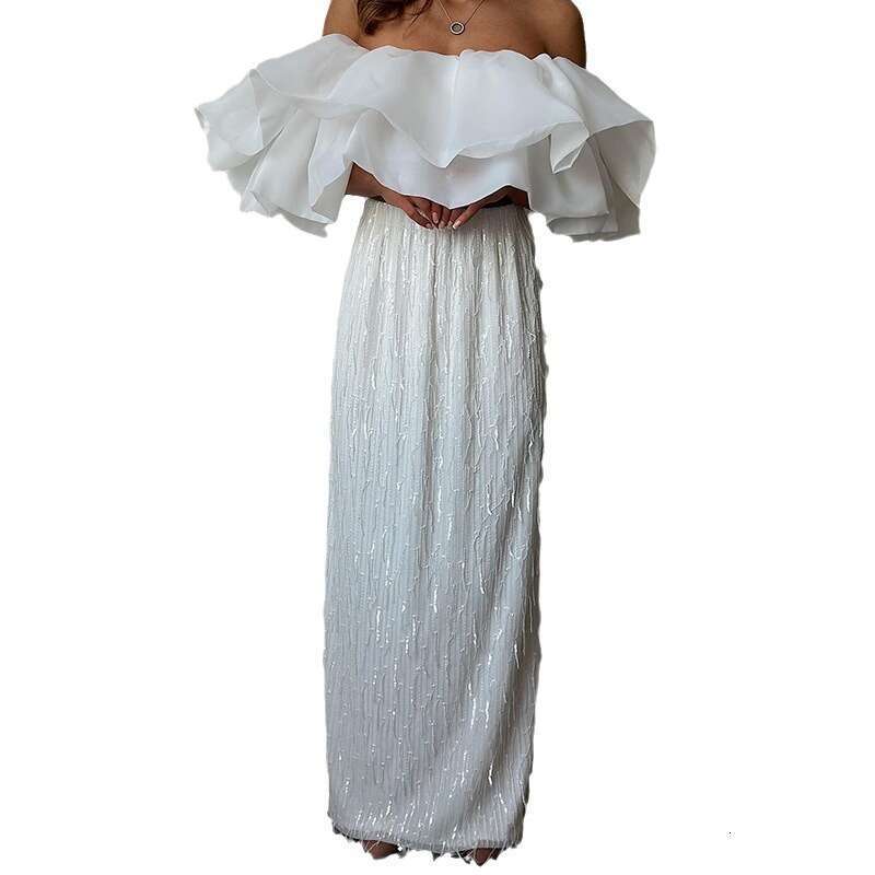 HY078 Fashion Tassel Cross-Border Bingbing Sequin Party lace dress Long Skirt for Women bodycones club wear