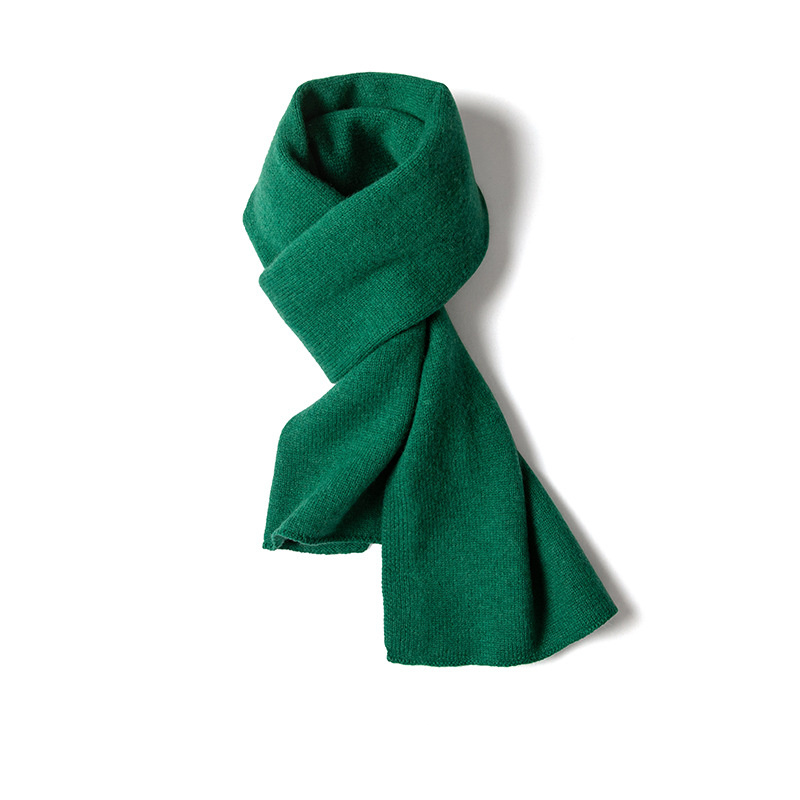 K343 Cashmere Neck Scarf Men's Long Autumn and Winter New Style Pure Color Knitted Thick Warm Wool Neck Scarf Wholesale