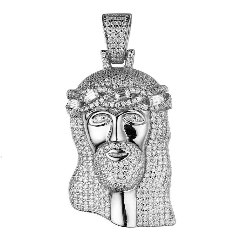 Hip Hop Jewelry Iced Out 14k 18k Gold Plated Micro Pave Zircon Diamond 925 Silver Jesus Pendant