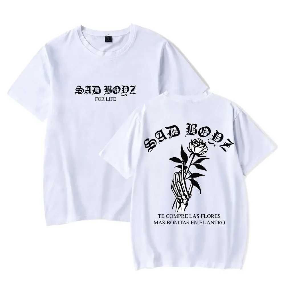 Junior H Las Flores Tee Sad Boyz Tour Merch Print T-shirt Summer Womens Fashion Casual Short SleevesXJ250409