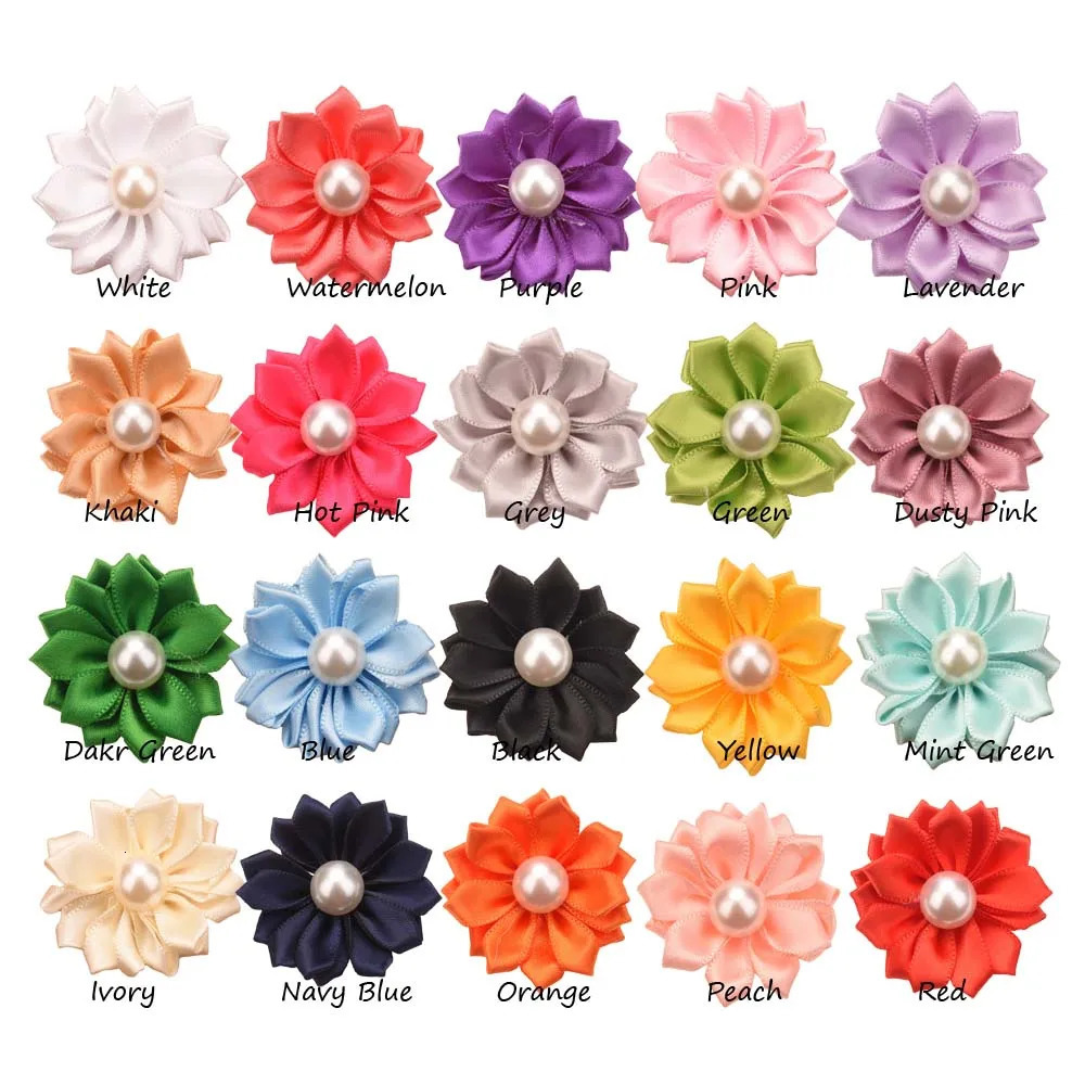 400 pieces of Kawaii baby girl hair clip and bow accessories with pearl center girl headpieces and ribbon flowers 250409