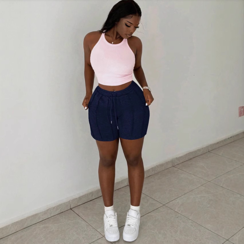 2025 New Designer Shorts Plus Size Clothing Women Summer New Item Solid Color Casual Drawstring Short