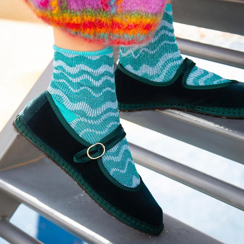 Flannel Flats Women Shoes Hand Stitch Mary Janes Ballet Casual Shoes Ladies Elegant Buckle Closure Velvet Loafers Dark Green 250402