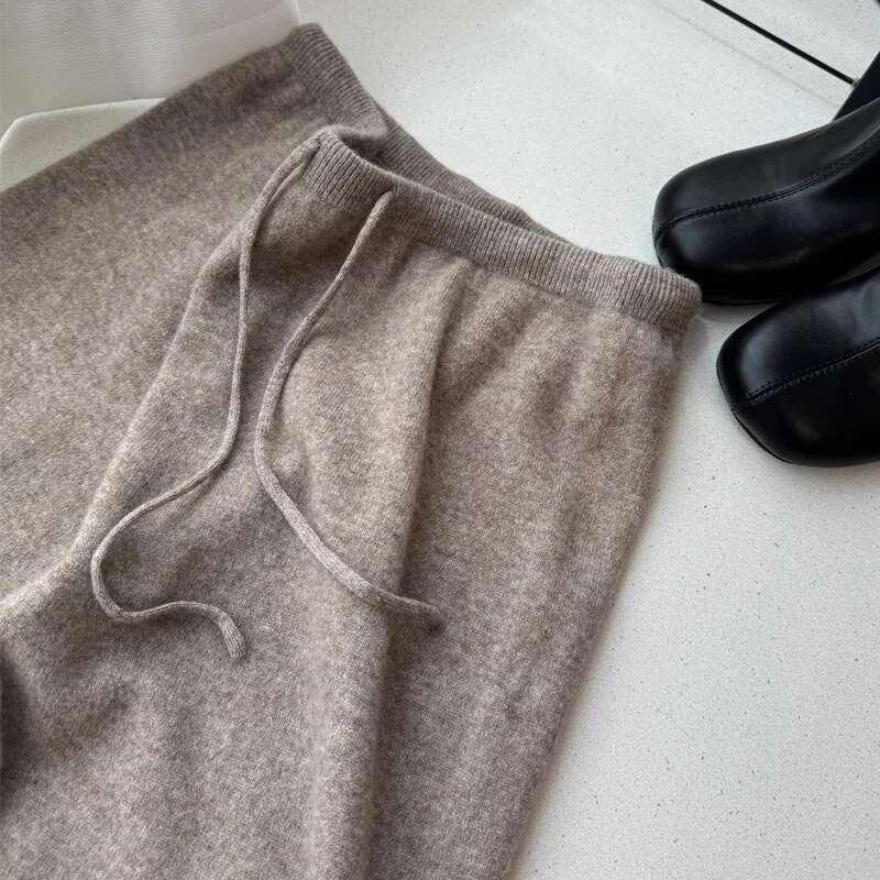 Advanced Knitted Wide For Women's Autumn And Winter New Style High Waist Slimming Straight Leg Casual Pants