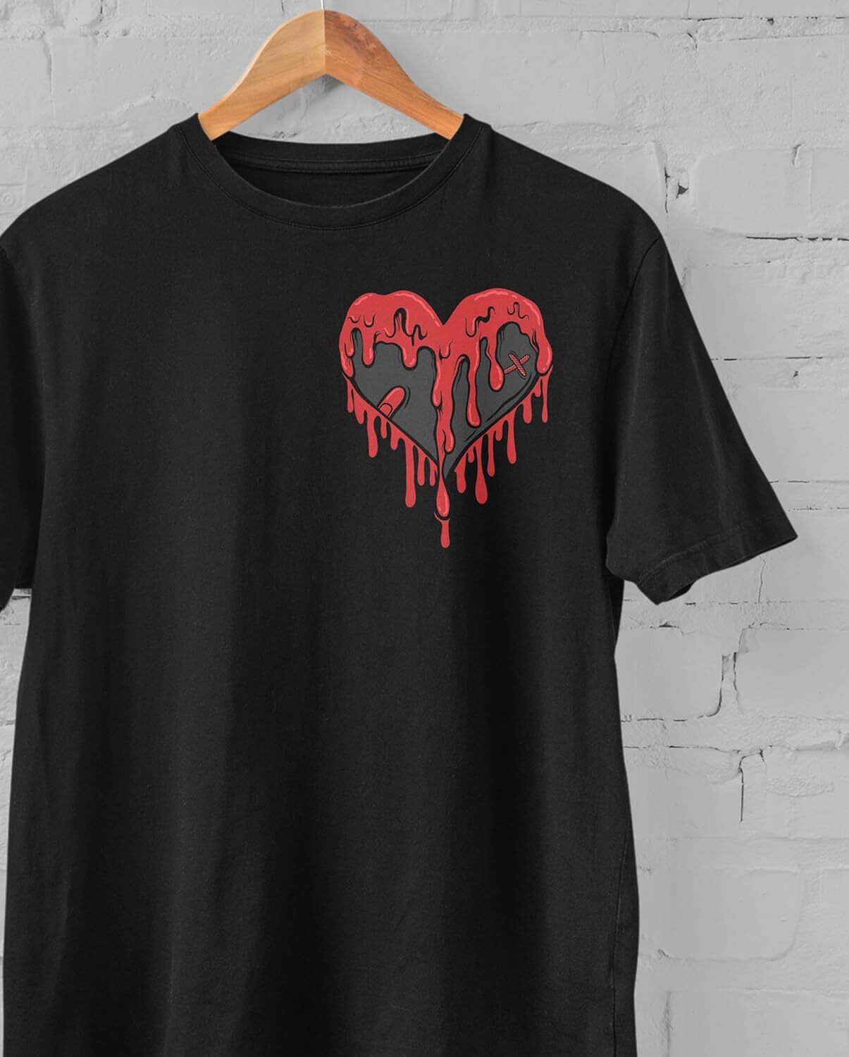T shirt for Mens AJ Bred Black and Red Reimagined Shirt, Dripping Heart, Shirts Match Sneakers 2D Sneaker Graphic Tee Casual Tops Clothes Short sleeve