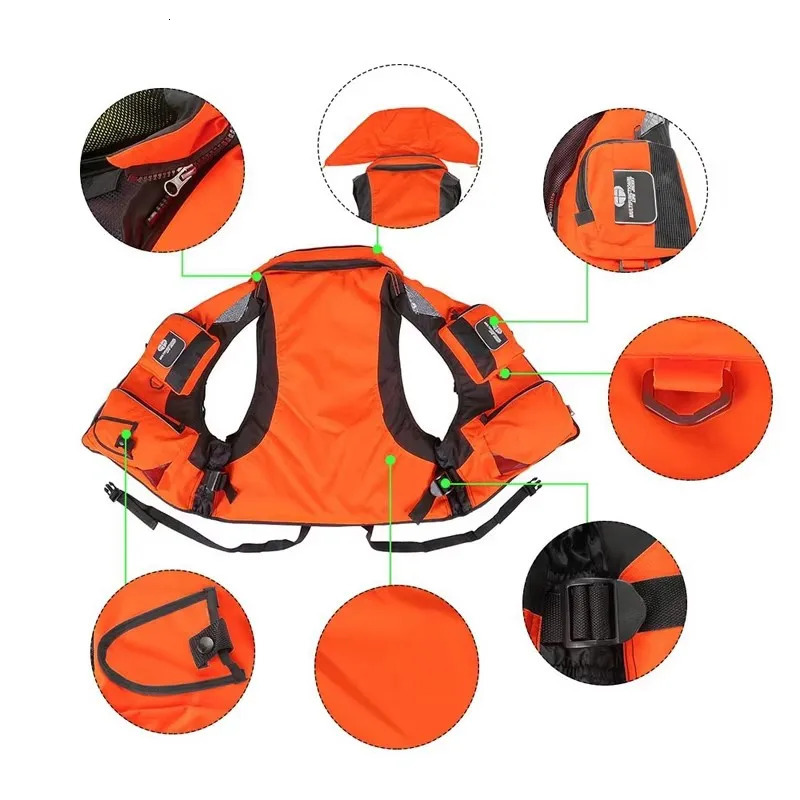 Adult life jacket with adjustable buoyancy assistance for swimming boats sailboats fishing water sports safety lifeguard jacket vest 250409