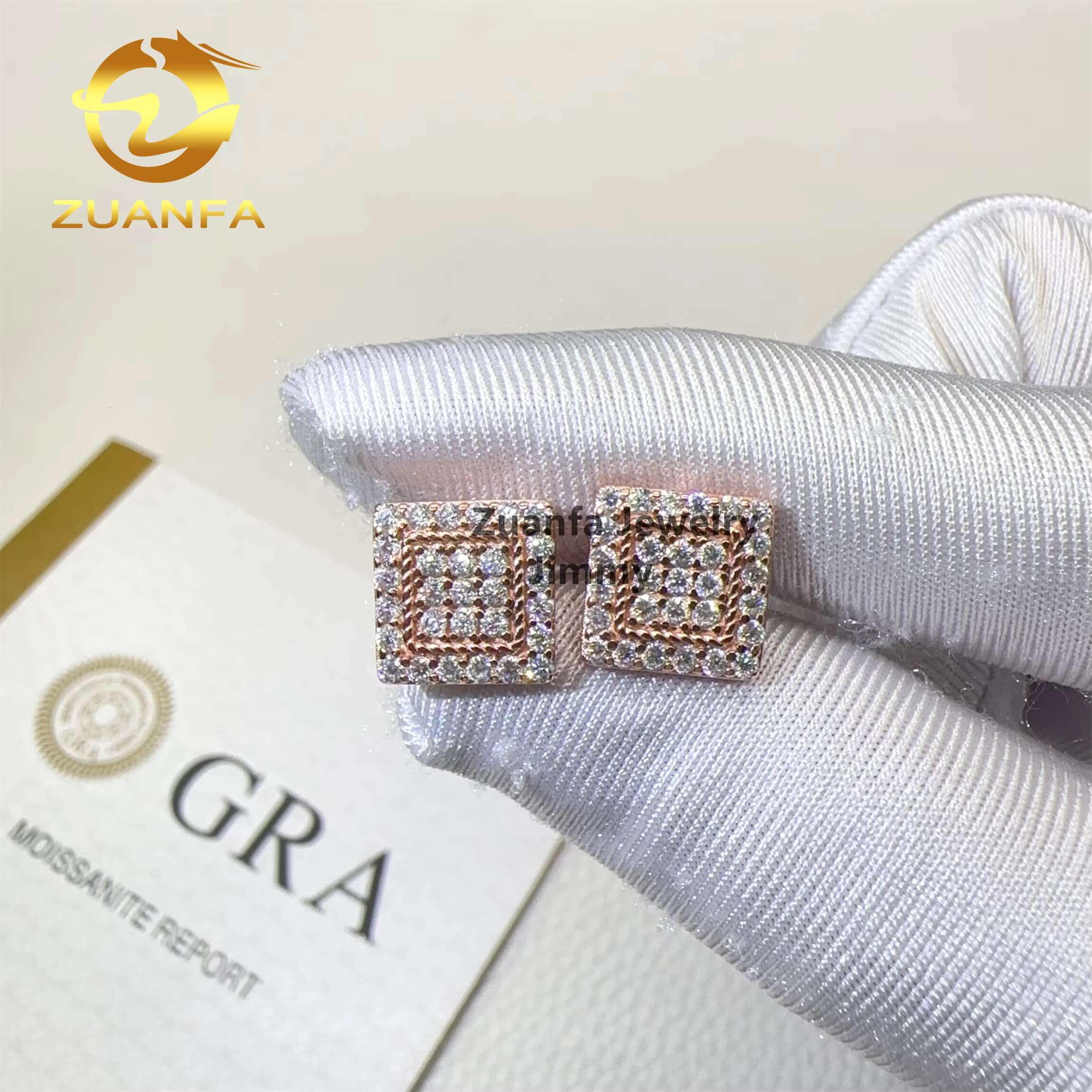 Retail Price New Design in Stock Iced Out Hip Hop Sterling Silver 925 Screw Back Flawless Moissanite Diamond Stud Earrings Men