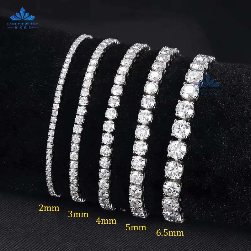 Cheap Price Moissanite Hiphop Necklace 2mm 3mm Iced Out Diamond Tennis Chain 925 Sterling Silver 4mm 5mm Moissanite Tennis Chain