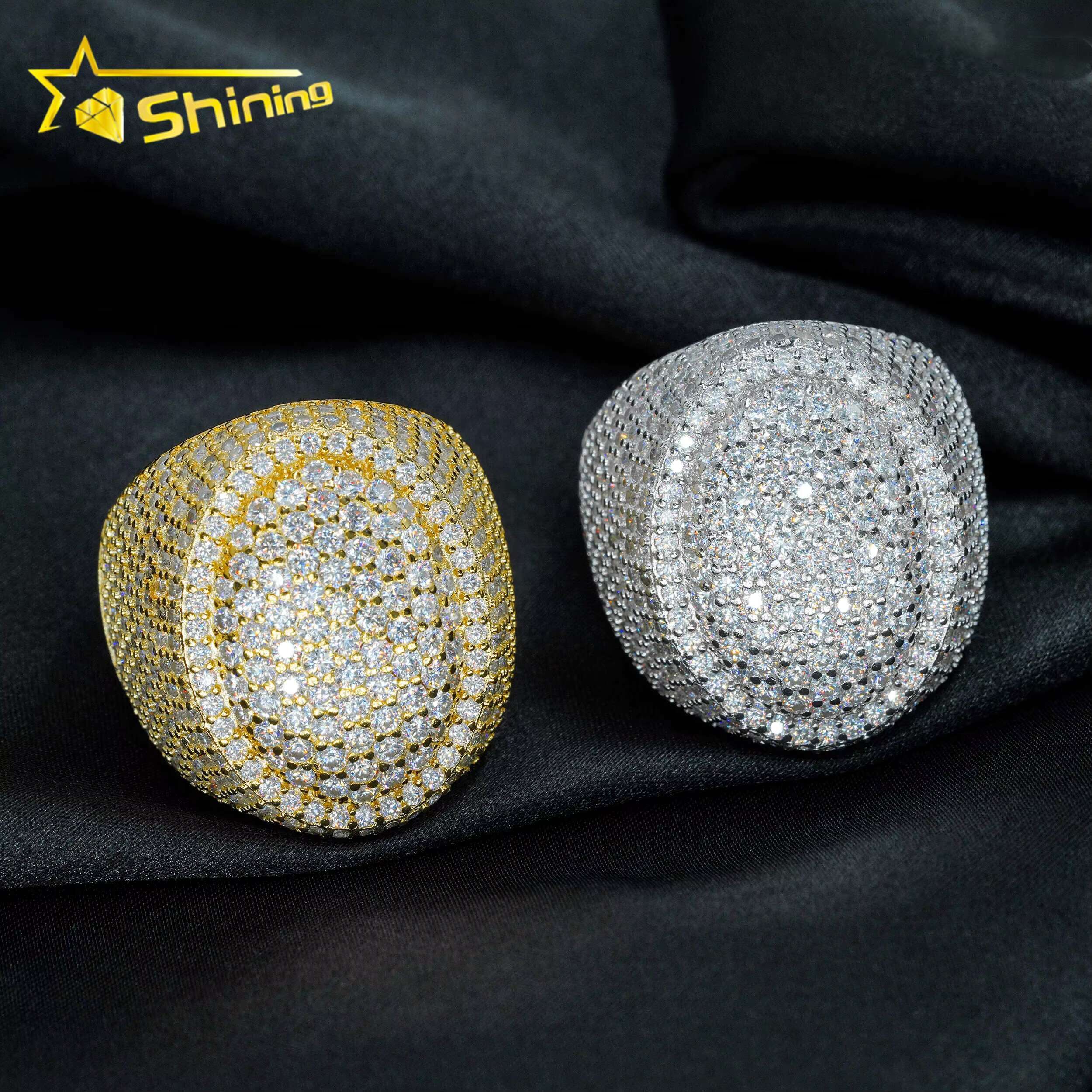 Wholesale Factory Price Moissanite Jewelry 925 Silver Iced Out Diamond Men Rings Hip Hop Moissanite Ring