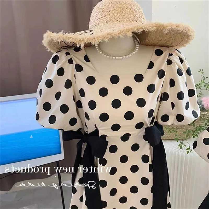 Summer Family Matching Set Polka Dot Mom Daughter Dress Girl Adult Matching Dress 2025 Childrens New Short sleeved Dress S2548