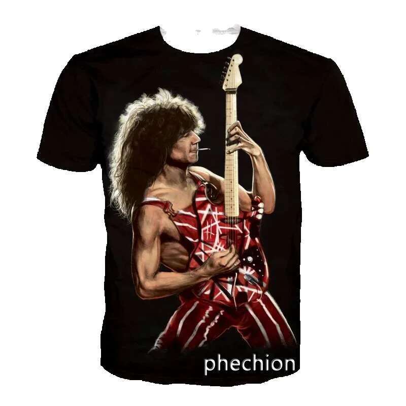 Phechion's new fashionable men's/women's Van Halen Band 3D printed short sleeved casual hip-hop summer T-shirt top, size 1500
