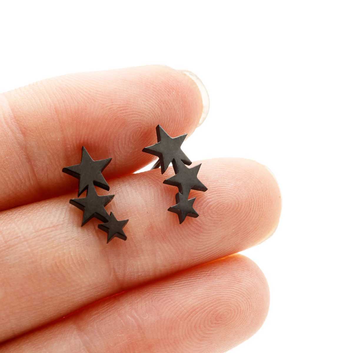Fashion Stainless Steel Earrings Small Cute Triple Star Stud Earrings Punk Piercing Earing Womens Starry Minimalist Jewelry Z250408