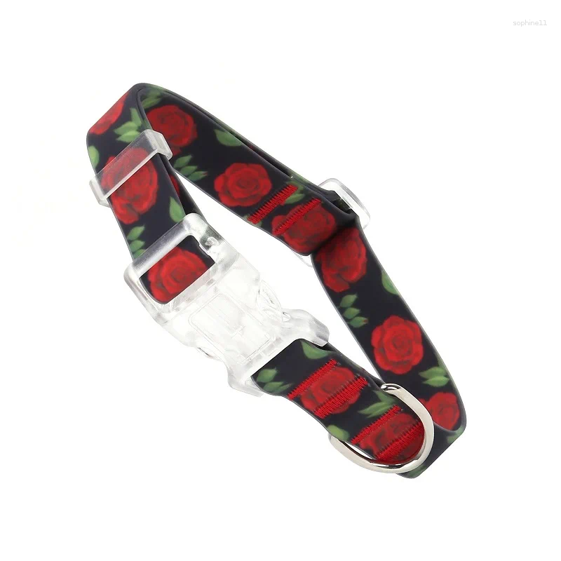 Update Print Dog Collars With D-Ring Tpu Waterproof Pet Neck Strap Adjustable Cat Puppy Collar Necklace Outdoor Supplies