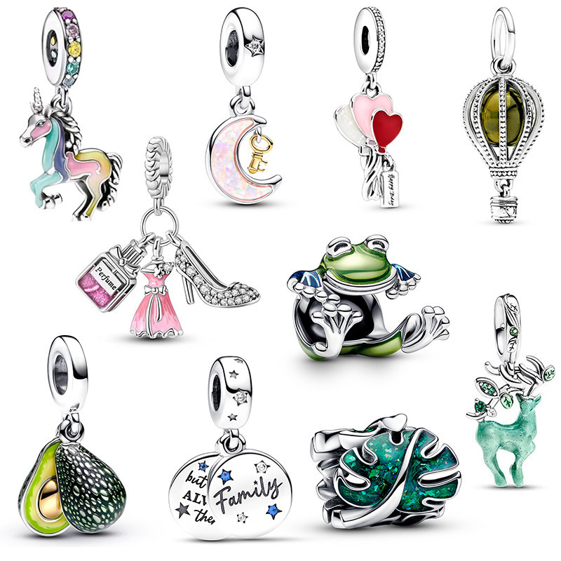 Beautiful 925 Sterling Silver Plated Lollipop Unicors Hot Air Balloons ,Motorcycles Pendant Beads Fit Bracelet Necklaces Romantic Date Gift for Girlfr