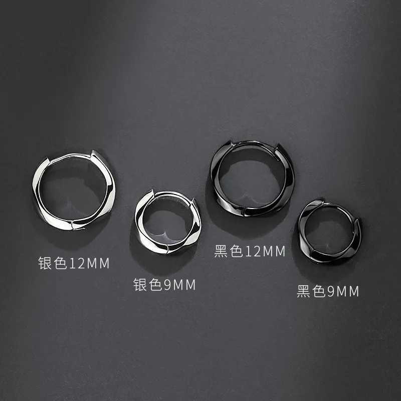 1 Pair Gothic Twist Small Hoop Earrings For Men/Women Punk Black/Silver color Hip Hop Street Pop Fashion Cool Ear Jewelry Z250408