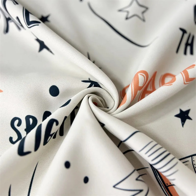 Cartoon Space Astronaut Printing Curtains Room Darkness Power Outage Curtains Childrens Bedroom Ring Top Window Treatment 250409