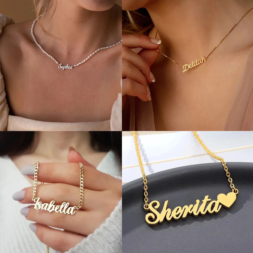 Custom Name Necklace Personalized Golden Choker for Women Man Stainless Steel Necklaces Customized Fashion Jewelry Couple Gift 250409