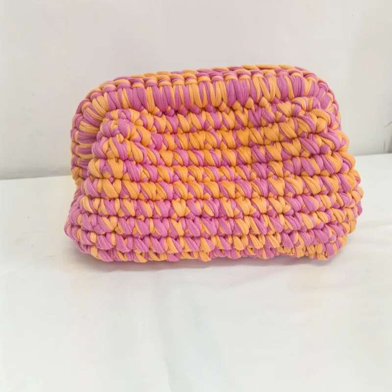Ladies Colored Crochet Cloth Strip Knitting Armpit Bag Handbags Women's Clutch Purse