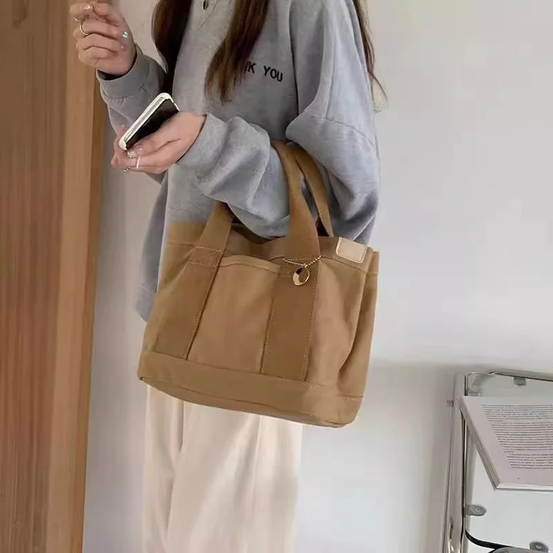 Trendy Japanese canvas top handbag with multilayer n convenient for leisure activities INS style lunch box 250408