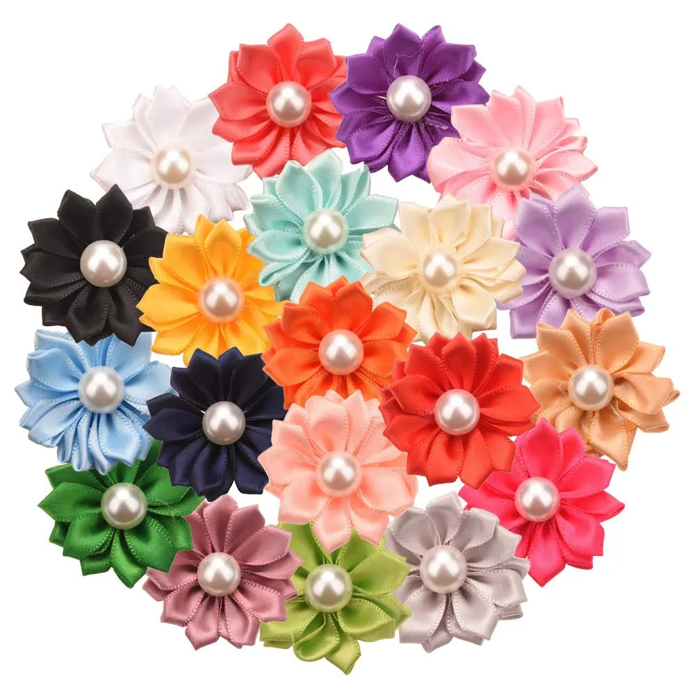 400 pieces of Kawaii baby girl hair clip and bow accessories with pearl center girl headpieces and ribbon flowers 250409